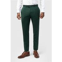 Alexandre Tailored Fit Italian Super 100'S Bottle Green Twill Men's Trousers