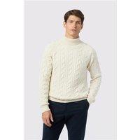 Melka Ecru Cable Knit Roll Neck Jumper Beige