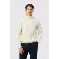 Melka Ecru Cable Knit Roll Neck Jumper Beige