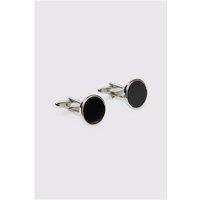 Limehaus Silver Onyx Round Cufflinks
