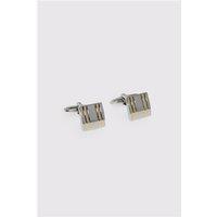 Limehaus Silver Square Curved Line Cufflinks