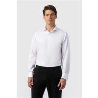 Alexandre White Mens Shirt, Long Sleeve, Double Cuff, Tailored Fit, Stretch Fabric