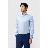 Alexandre Blue Mens Shirt, Long Sleeve, Double Cuff, Tailored Fit, Stretch Fabric