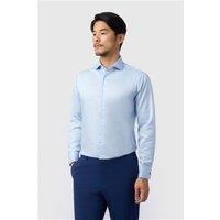 Alexandre Blue Mens Shirt, Long Sleeve, Double Cuff, Tailored Fit, Stretch Fabric