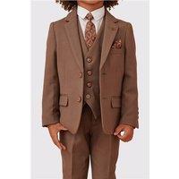 Marc Darcy HM5 Children's Tan Check Three Piece Men's Tailored Fit Suit Jacket for boys