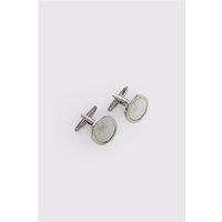 Limehaus Gunmetal Round Classic Mother of Pearl Cufflinks 0 Silver - Ideal For Weddings
