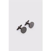 Limehaus Gunmetal Round Diamond Cut Cufflinks 0 Silver