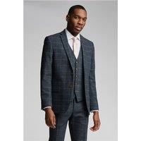 Antique Rogue Slim Fit Dax Navy Blue Teal Herringbone Men's Suit Jacket