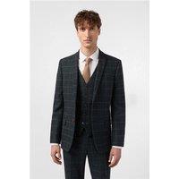 Antique Rogue Slim Fit Dax Navy Blue Teal Herringbone Men's Suit Jacket