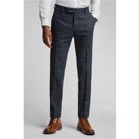 Antique Rogue Slim Fit Dax Navy Blue Teal Herringbone Men's Trousers, Green