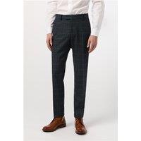 Antique Rogue Slim Fit Dax Navy Blue Teal Herringbone Men's Trousers, Green