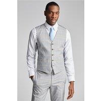 Antique Rogue Slim Fit Taupe Blue Check Waistcoat