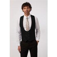 Antique Rogue Black Texture Double Breasted Stretch Waistcoat