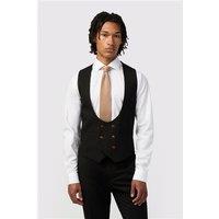 Antique Rogue Black Texture Double Breasted Stretch Waistcoat
