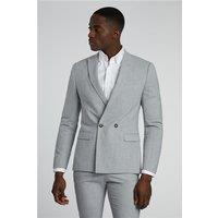 Antique Rogue Slim Fit Grey Plain Double Breasted Men's Suit Jacket