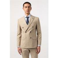 Antique Rogue Slim Fit Sand Double Breasted Men's Suit Jacket