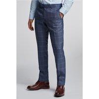 Antique Rogue Slim Fit Blue Windowpane Check Men's Trousers by Suit Direct