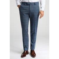 Antique Rogue Slim Fit Lenox Denim and Tan Check Tweed Men's Trousers, Blue