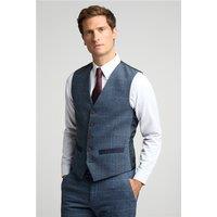 Antique Rogue Slim Fit Lenox Denim and Tan Check Tweed Waistcoat