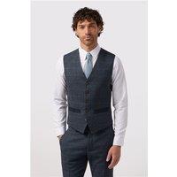 Antique Rogue Slim Fit Lenox Denim and Tan Check Tweed Waistcoat