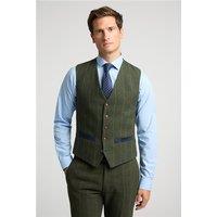 Antique Rogue Slim Fit Hooper Green And Blue Check Tweed Waistcoat