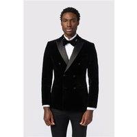 Antique Rogue Slim Fit Black Velvet Double Breasted Jacket