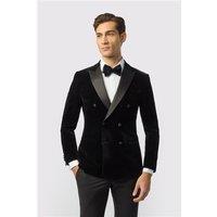 Antique Rogue Slim Fit Black Velvet Double Breasted Jacket