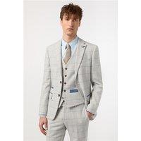 Antique Rogue Slim Fit Powell Taupe Check Tweed Men's Suit Jacket