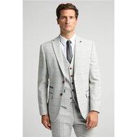 Antique Rogue Slim Fit Powell Taupe Check Tweed Grey Men's Suit Jacket by Suit Direct