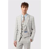 Antique Rogue Slim Fit Powell Taupe Check Tweed Men's Suit Jacket