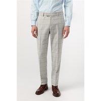 Antique Rogue Slim Fit Powell Taupe Check Tweed Men's Trousers, Grey