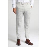 Antique Rogue Slim Fit Powell Taupe Check Tweed Men's Trousers. Grey by Suit Direct