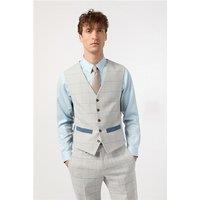 Antique Rogue Slim Fit Powell Taupe Check Tweed Waistcoat