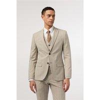 Antique Rogue Slim Fit Putty Check Beige Men's Suit Jacket