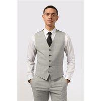 Antique Rogue Slim Fit Grey Monochrome Check Waistcoat
