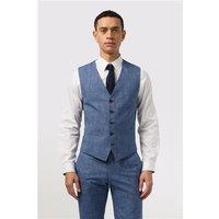 Antique Rogue Slim Fit Blue Check Waistcoat