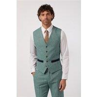 Antique Rogue Slim Fit Green Herringbone Tweed Waistcoat