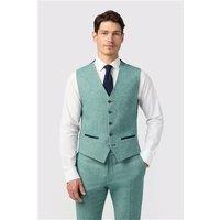 Antique Rogue Slim Fit Green Herringbone Tweed Waistcoat