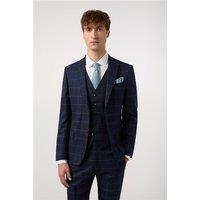 Antique Rogue Slim Fit Blue Windowpane Check Men's Suit Jacket