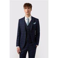 Antique Rogue Slim Fit Blue Windowpane Check Men's Suit Jacket