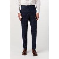 Antique Rogue Slim Fit Blue Windowpane Check Men's Trousers