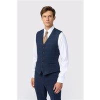 Antique Rogue Tailored Fit Ezra Blue Check Waistcoat