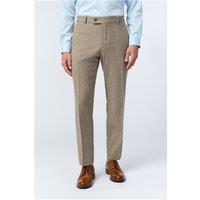 Antique Rogue Slim Fit Camel Herringbone Tweed Men's Trousers, Beige