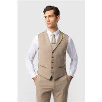 Antique Rogue Slim Fit Camel Herringbone Tweed Waistcoat