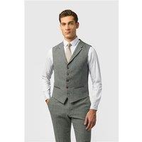 Antique Rogue Slim Fit Grey Herringbone Tweed Waistcoat