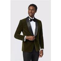 Antique Rogue Slim Fit Olive Green Velvet Jacket
