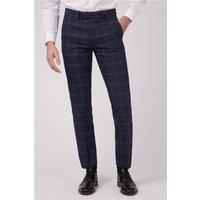 Antique Rogue Slim Fit Navy Blue Tweed with Blue Overcheck Men's Trousers