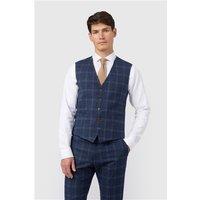 Antique Rogue Slim Fit Navy Blue Tweed with Blue Overcheck Waistcoat