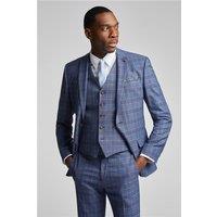 Antique Rogue Slim Fit Navy Blue Check Men's Suit Jacket