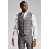 Antique Rogue Tailored Fit Grey With Tan Checked Waistcoat by Suit Direct